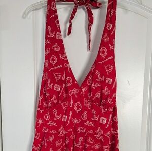 Hell Bunny, Red Nautical Halter dress, sz XXL
